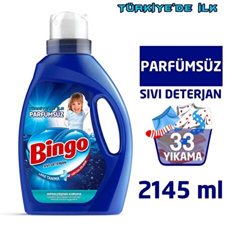 Bingo Leke Karşıtı & Hipoalerjenik Renkliler için Sıvı Deterjan 33 Yıkama 2.145 lt