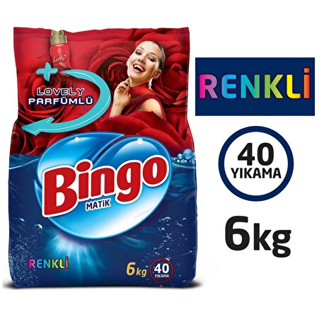 Bingo Matik Parfümlü Renkliler İçin Toz Çamaşır Deterjanı 6 kg 40 Yıkama
