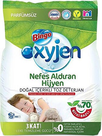 Bingo Oxyjen Beyazlar İçin Toz Çamaşır Deterjanı 4 kg 26 Yıkama