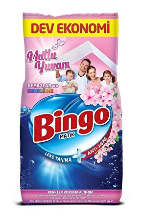 Bingo Matik Mutlu Yuvam Beyazlar ve Renkliler İçin Toz Çamaşır Deterjanı 8 kg 53 Yıkama