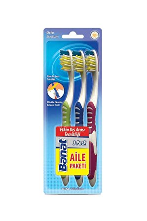Banat 3Lü Aile Paketi Diş Fırçası (Orta/Medium)
