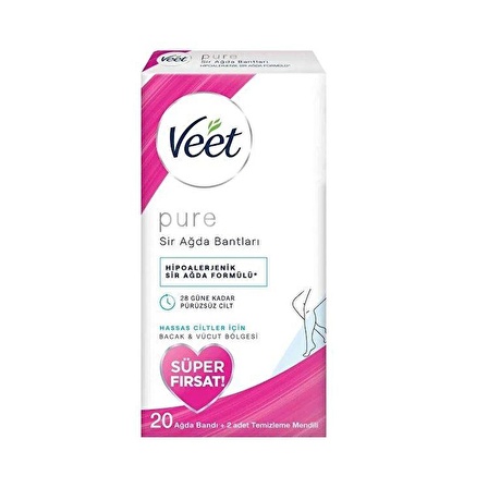 Veet Pure Bacak - Vücut için Ağda Bandı 20'li