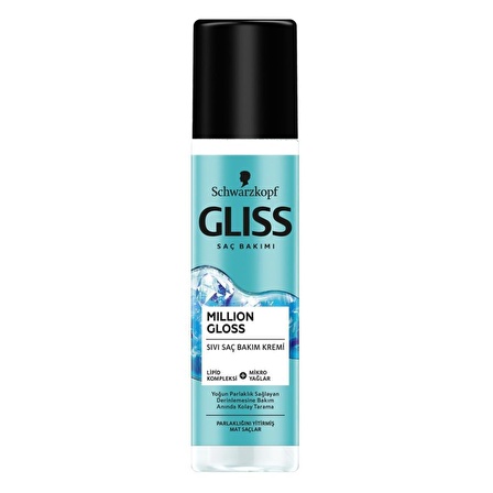 Gliss Million Gloss Parlaklık Verici Mat Saçlar İçin Keratinli Durulanmayan Sıvı Saç Kremi 200 ml