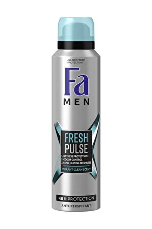 Fa Fresh Pulse Pudrasız Leke Yapmayan Erkek Sprey Deodorant 150 ml