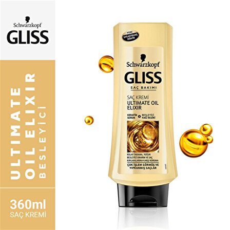 Gliss Ultimate Oil Elixir Onarıcı Yıpranmış Saçlar İçin Saç Kremi 360 ml