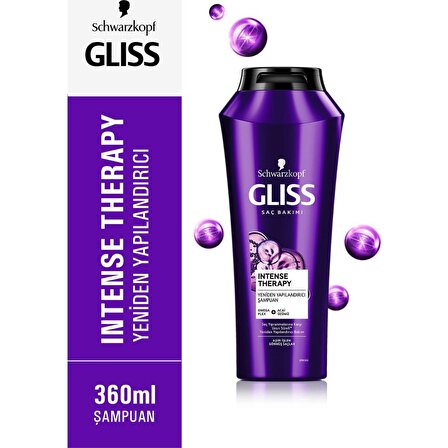 Gliss İntense Therapy Yıpranmış Saçlar İçin Yapılandırıcı Acai Üzümlü Şampuan 360 ml