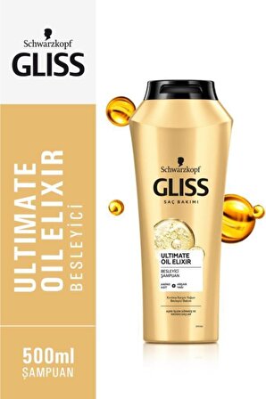 Gliss Ultimate Oil Elixir İşlem Görmüş Saçlar İçin Kırılma Karşıtı Amino Asit ve Argan Yağlı Şampuan 500 ml