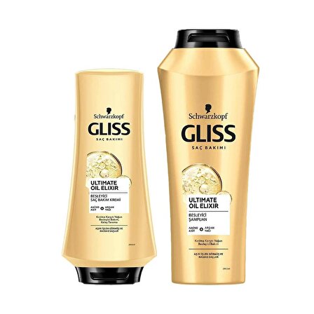 Gliss Ultimate Oil Elixir Saç Bakım Şampuanı 500ML+Saç Kremi 360ML 2li Set