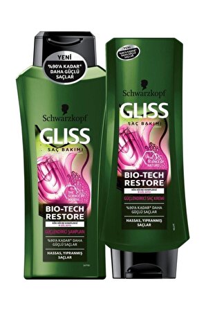 GLISS Bio-tech Restore Güçlendirici Şampuan 360 Ml + Bio-tech Restore Güçlendirici Saç Kremi 360 Ml