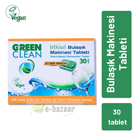 U Green Clean 30 Yıkama Tablet Bulaşık Makinesi Deterjanı 30 Adet 