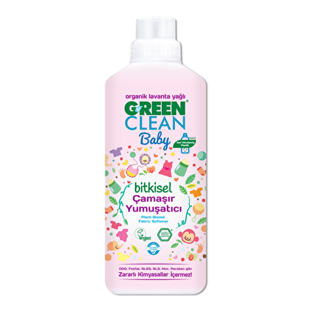 U Green Clean Baby Bitkisel Çamaşır Yumuşatıcı 1000 ml + Çamaşır Deterjanı + Leke Çıkarıcı 1000 ml ve Emzik Temizleyici 500 ml  - 4'lü Paket