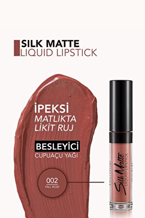 Kadife Dokulu Likit Mat Ruj - Silk Matte Liquid Lipstick - 002 FALL ROSE - 8690604397280