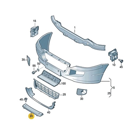 VW Crafter 2006-2016 Ön Tampon Orta Izgara Basamak 2E0807396