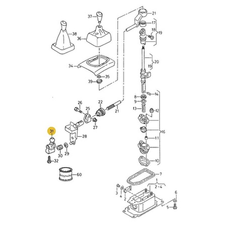 VW Vento 1992-1998 Vites Değiştirme Mekanizması Parmağı 191711233