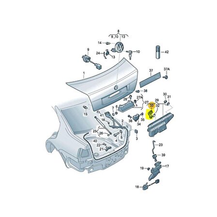 VW Bora 1999-2005 Bagaj Kapak Açma Kilit Dili 1J5827425F