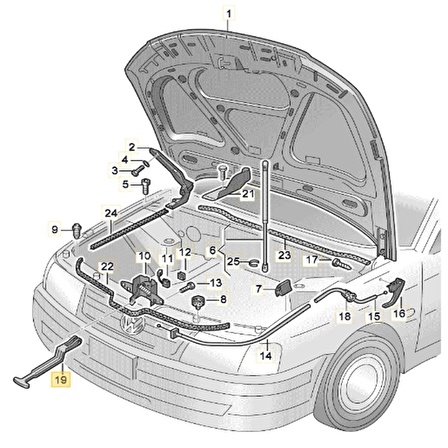 VW Passat B5 1997-2000 Motor Kaput Açma Emniyet Mandalı 3B0823593C