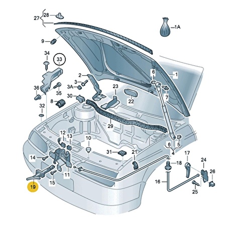 VW Bora 1999-2005 Motor Kaput Açma Emniyet Mandalı 1J5823593C