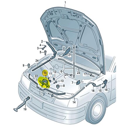 VW Passat B5 1997-2000 Motor Kaput Kilit Mekanizması 3B0823509T