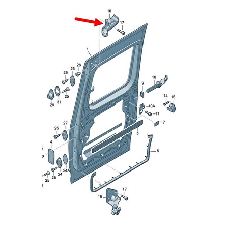 VW Caddy 2004-10 Sağ Arka Sürgülü Kapı Üst Kolu Mekanizması 2K0843436A