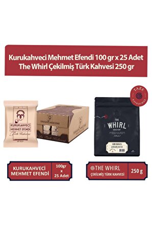 Kurukahveci Mehmet Efendi 100 gr x 25 Adet ve The Whirl Çekilmiş Türk Kahvesi 250 gr