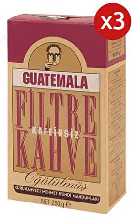 Kurukahveci Mehmet Efendi Guatemala Kafeinsiz Orta Sert-Sert İçim Öğütülmüş Guatemala Filtre Kahve 3 x 250 gr