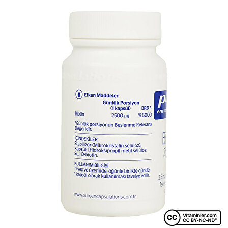 Pure Encapsulations Biotin 2.5 Mg 60 Kapsül - AROMASIZ