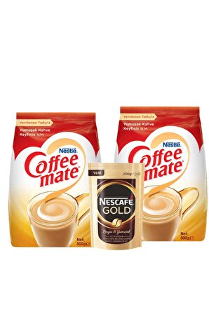Nestle Coffee Mate 2' Li Set - Nescafe Gold 200 Gr Hediyeli