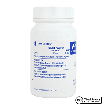 Pure Encapsulations Zinc 15 Mg 30 Kapsül - AROMASIZ