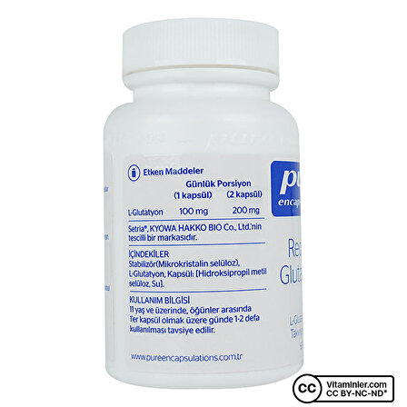 Pure Encapsulations Reduced Glutathione 60 Kapsül - AROMASIZ