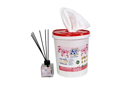 Alkol Bazlı Islak Kova Mendil ve Cherry Blossom Bambu Oda Kokusu 100 ml