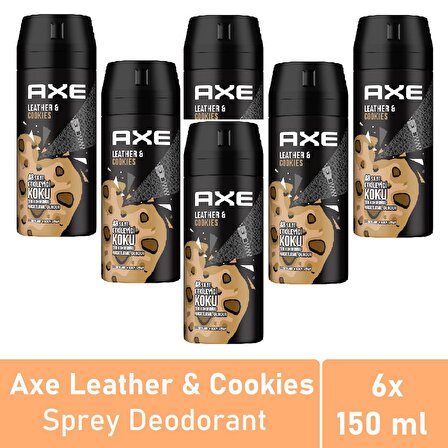 Axe Men Deodorant Leather Cookies 150 ML - 6'lı Avantaj Paketi