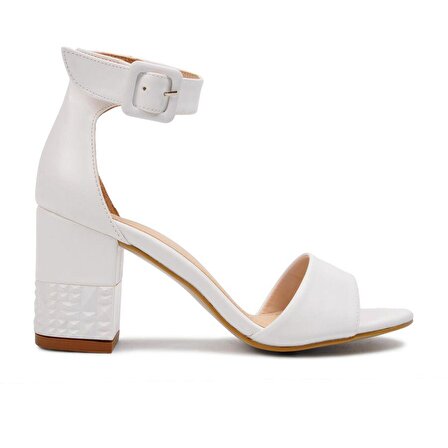 Esstii Beyaz Kadın Sandalet Topuklu Ayakkabı