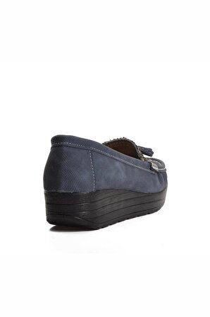 Berkbay Lacivert Dolgu Topuk Kadın Günlük Ayakkabı
