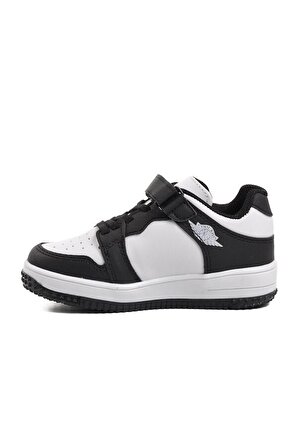 Aspor Siyah Beyaz Cırtlı Çocuk Spor Ayakkabı