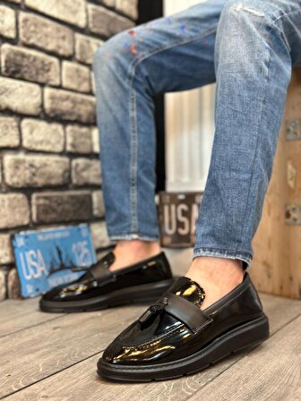 Pabucmarketi Siyah Taban Klasik Rugan Püsküllü Corcik Erkek Ayakkabı