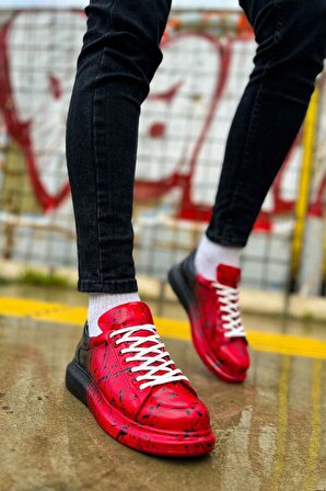 Pabucmarketi Erkek Spor Ayakkabı Kırmızı Siyah Splush
