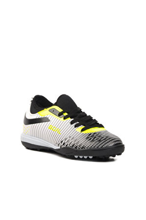 Aspor Beyaz Siyah Neon Sarı Erkek Çocuk Halı Saha Ayakkabısı