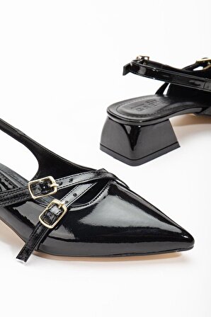 Pabucmarketi Siyah Rugan Kadın Topuklu Ayakkabı