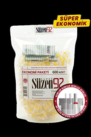 Süzen92 Süper Ekonomik Paket 600 Adet Sigara Filtresi+1 Adet Taşıma Kutusu