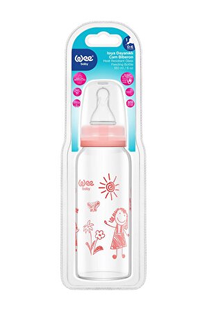 Wee Baby Isıya Dayanıklı Cam Biberon 180 ml - PEMBE