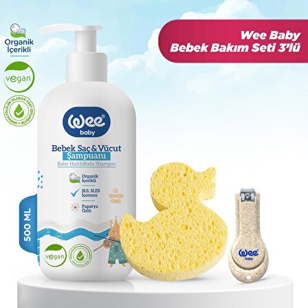 Wee Baby Bebek Şampuan 500 ml + Banyo Süngeri + Tırnak Makası 3'lü Bakım Seti