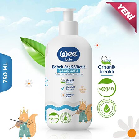 Wee Baby Organik Şampuan 750 ml + Doğal Selülozik Banyo Süngeri Seti