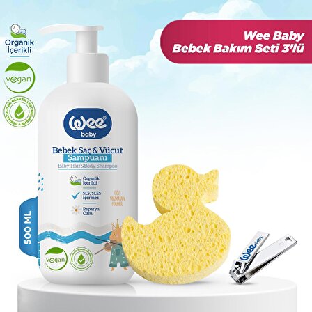 Wee Baby Bebek Şampuan 500 Ml + Banyo Süngeri + Tırnak Makası 3'lü Bakım Seti