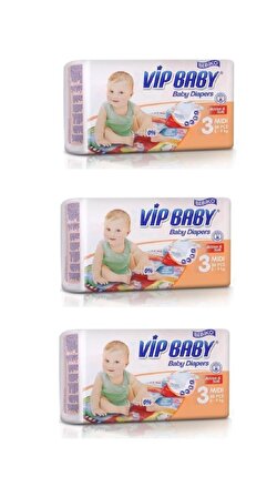 Bebiko Vip Baby Active & Soft 3 Numara Midi 3x36'lı Cırtlı Bez