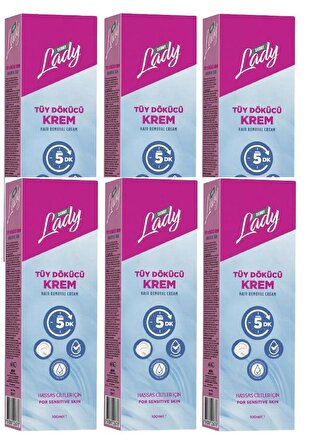 Derby Lady Tüy Dökücü Krem Hassas Ciltler 100 Ml x 6 Adet