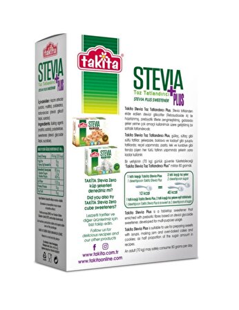 Takita Stevia Plus Toz Tatlandırıcı 250 Gr 2 Adet