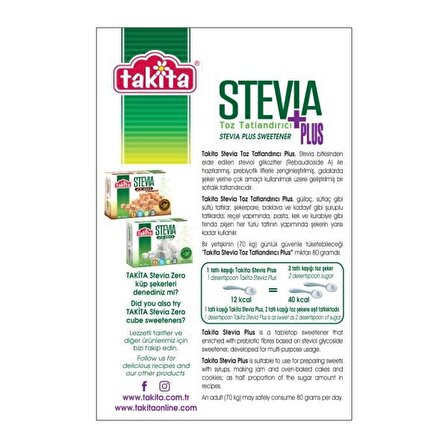 Takita Stevia Plus Toz Tatlandırıcı 250 Gr 2 Adet
