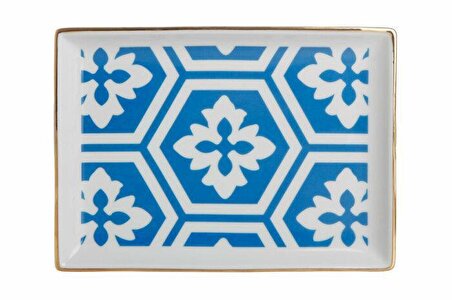 Porland Morocco Serisi 18*13cm Kahvaltı Tabak Desen2 Mavi