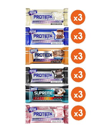 Muscle Station Protein Supreme Bar Karma Set 6 Çeşit 18 Adet