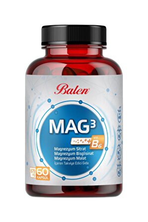 Balen Mag 3 Magnezyum Sitrat & Bisglisinat & Malat 679 mg 60 Kapsül